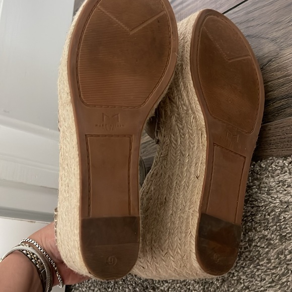 Marc Fisher Lalida Platform Wedge Espadrilles Grey/Taupe Suede Sandals Size 9 - Picture 6 of 7